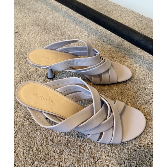 WANDLER Heels Slide Sandal Louie Woven Lambskin Mule Sandals In Lilac Size 41 11 - Picture 2 of 8